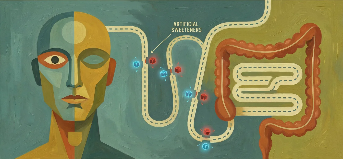 Gut-brain axis illustration showing the connection between intestinal microbiota and brain function