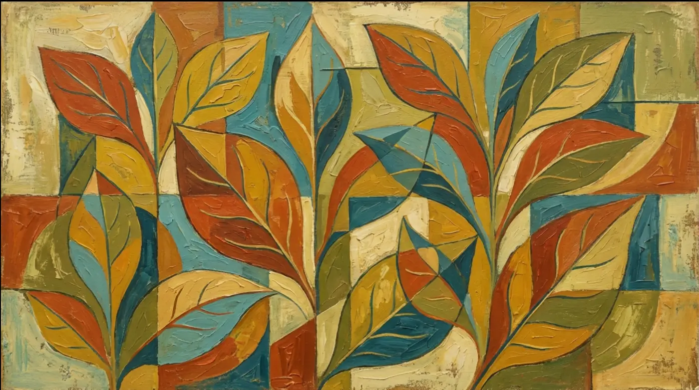 Stevia rebaudiana leaves abstract painting